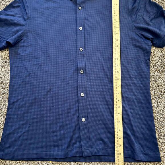 Murano Slim Fit Performance Button-Down Shirt LG Navy Blue Stretch Normcore Dad - Picture 6 of 6